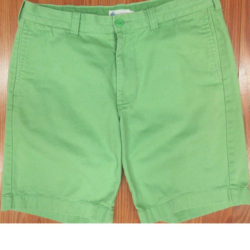 J.CREW REGULAR FIT SHORTS 100% COTTON GREEN Sz 33 - Picture 1 of 3